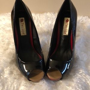 Patent Leather Peep Toe Heels